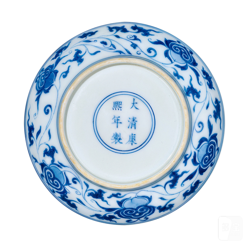 清康熙 青花吉祥如意纹盘 - 图2